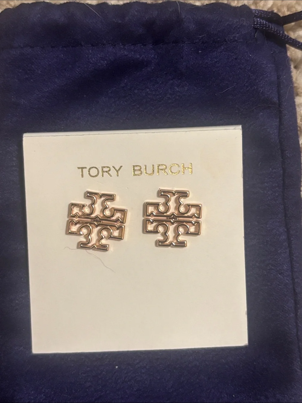 Tory Burch Britten Logo Stud Earrings